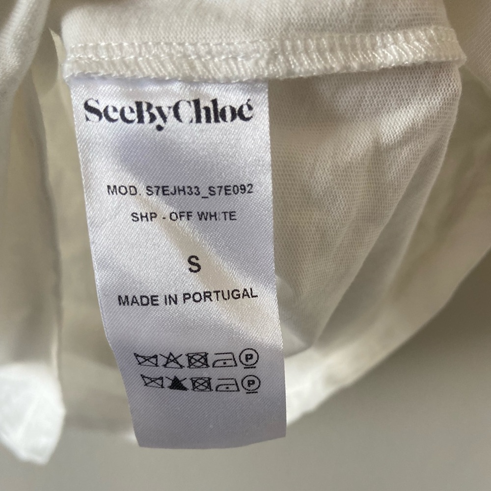 SeeByChloe - size S 
Cream & Lace Short Sleeve Cotton Top T-shirt - Picture 5 of 5